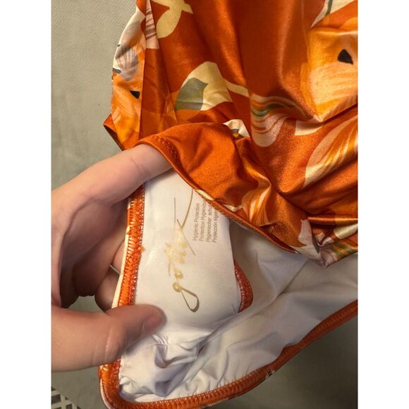 NWT Gottex Amore Deep Pluge Halter One Piece Swim Suit Size 14 Spice - Picture 4 of 5